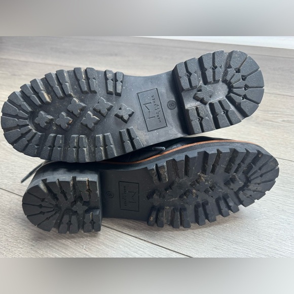 Marc Fisher Ltd Izzie Shearling-Lined Black Leather Work Boots - Picture 8 of 9